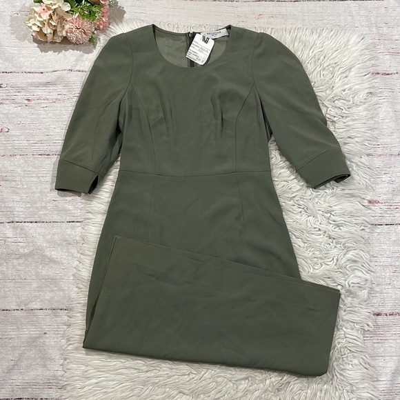 MM Lafleur The Elana Dress Moss 3/4 Sleeve Shift - Picture 2 of 13